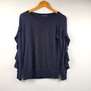 Harlowe & Graham Nordstrom XS Ruffle Sleeve Knit Sweater Dark Gray Casual